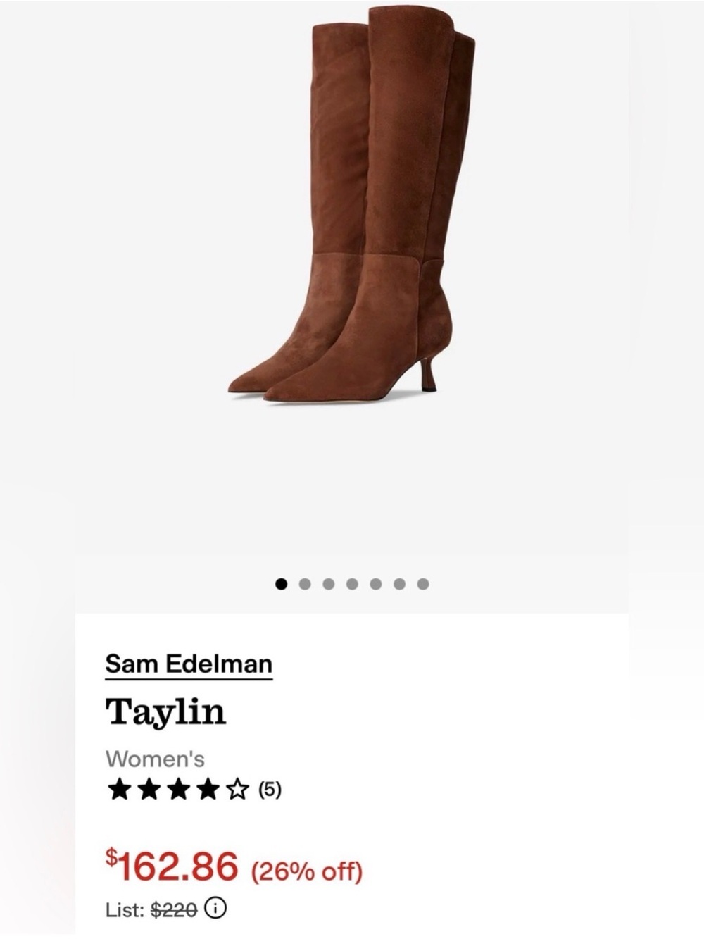 Sam Edelman Taylin Knee-High Suede Boots in Chestnut Brown